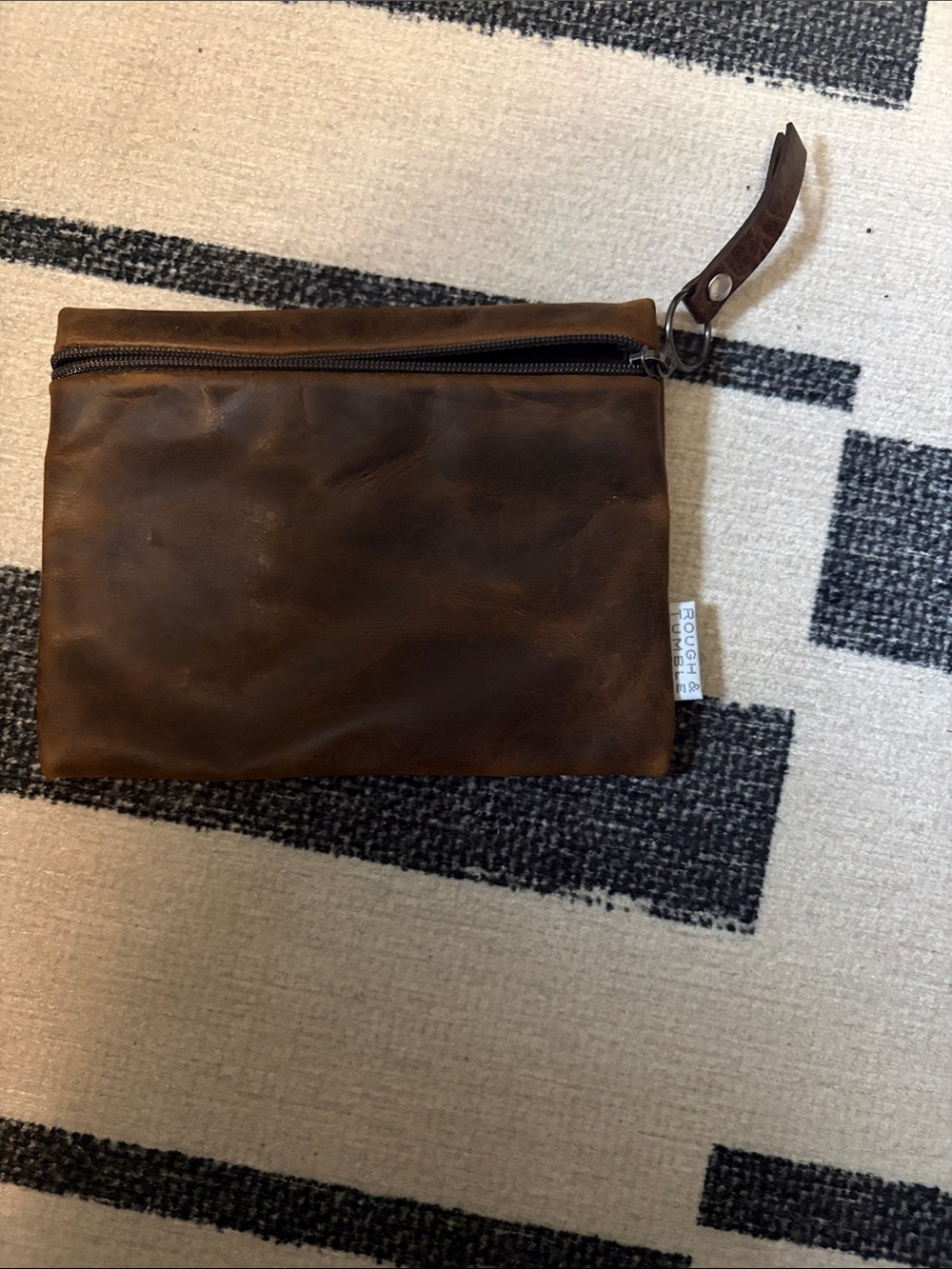 Rough & Tumble Brown Leather Zip Pouch